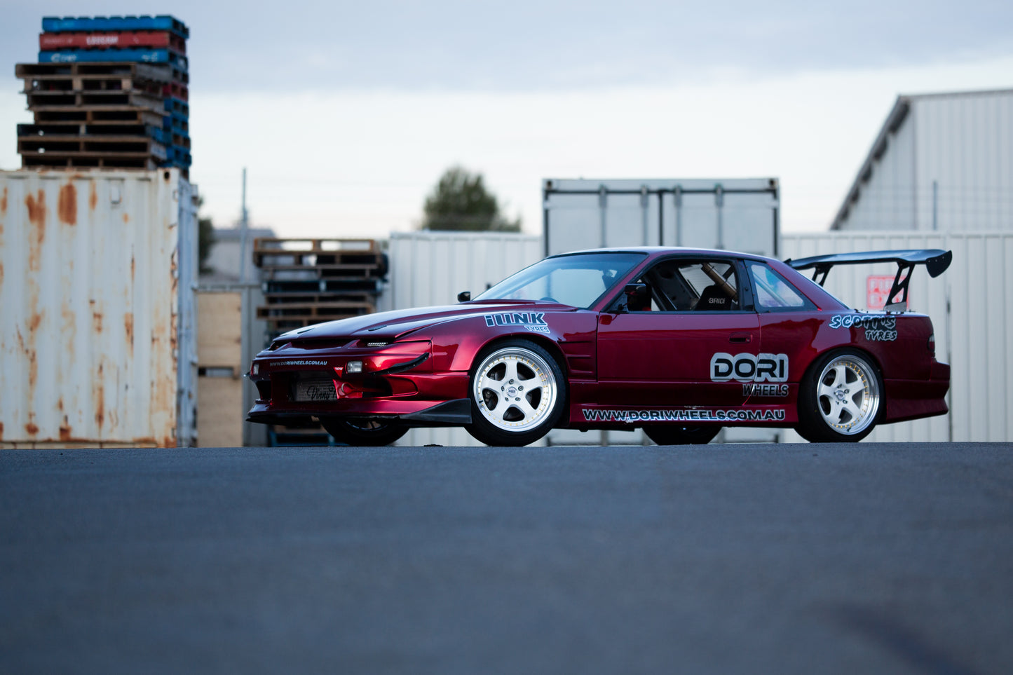 DORI ICHI on Nissan Sonvia (White with machined lip)