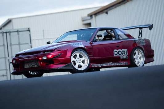 DORI ICHI on Nissan Sonvia (White with machined lip)