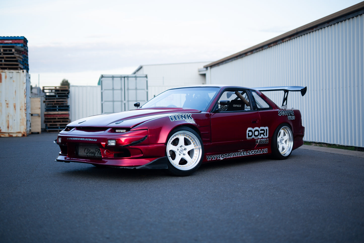 DORI ICHI on Nissan Sonvia (White with machined lip)