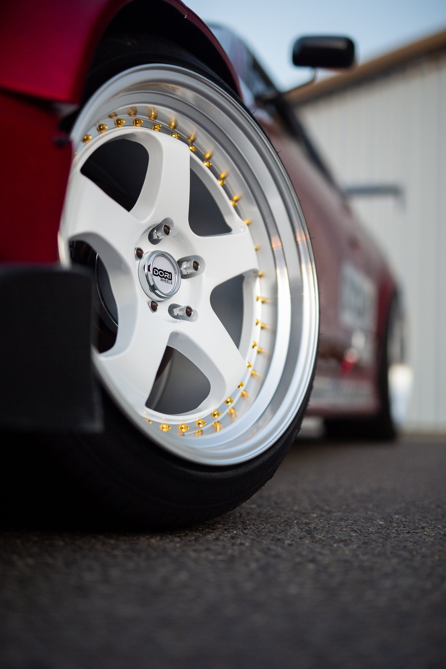 DORI ICHI on Nissan Sonvia (White with machined lip)