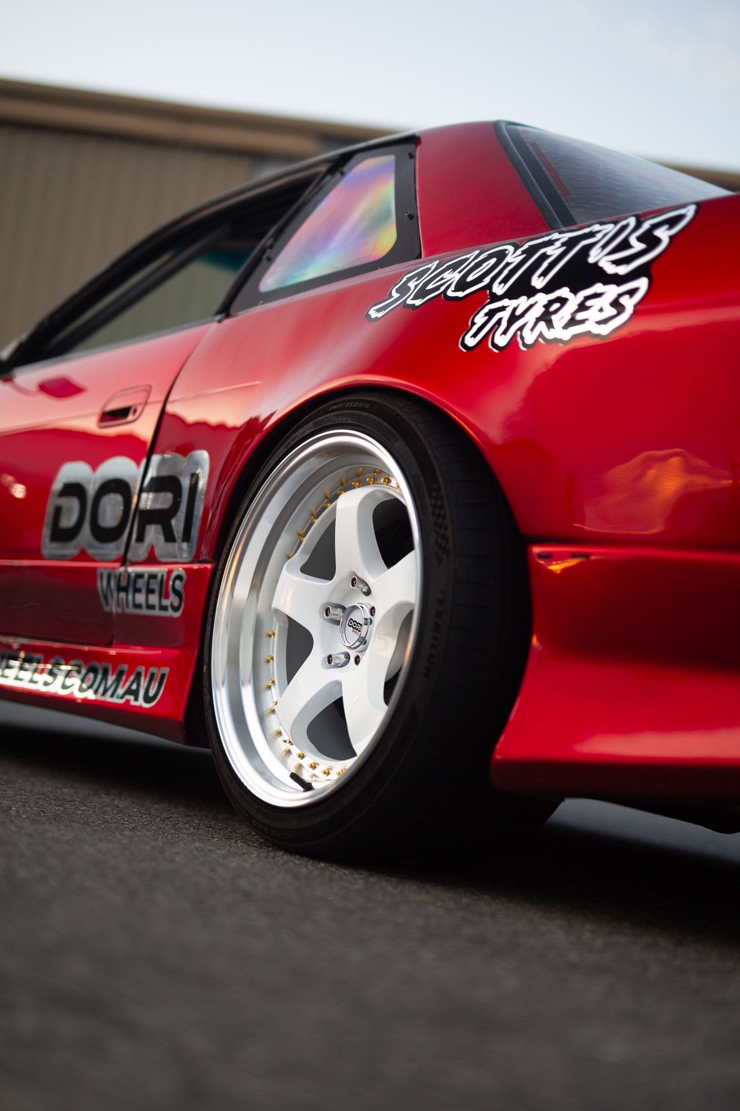 DORI ICHI on Nissan Sonvia (White with machined lip)